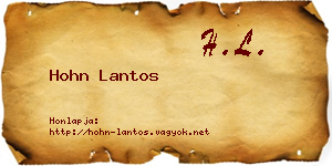 Hohn Lantos névjegykártya
